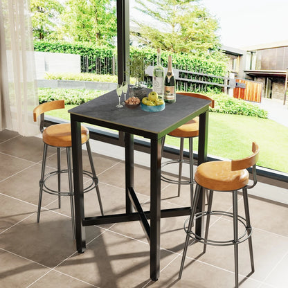 Square Bar Table Tall Dining Table Modern Black