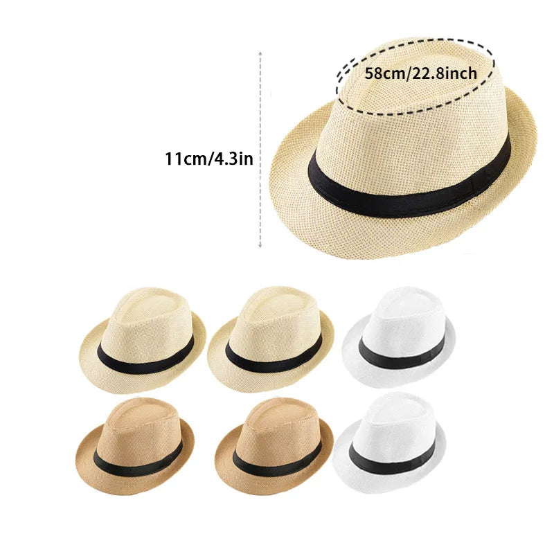 Assorted Straw Panama Hats Set Portable Summer Pack