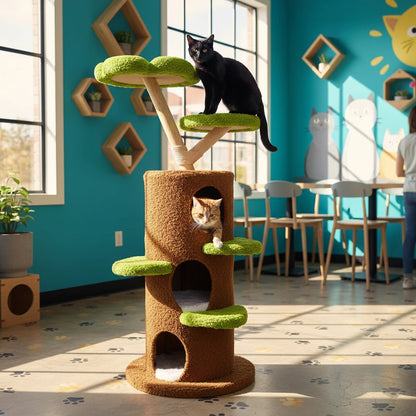 58 Inch Tall Cat Tree Tower with Condo and Scratching Board
