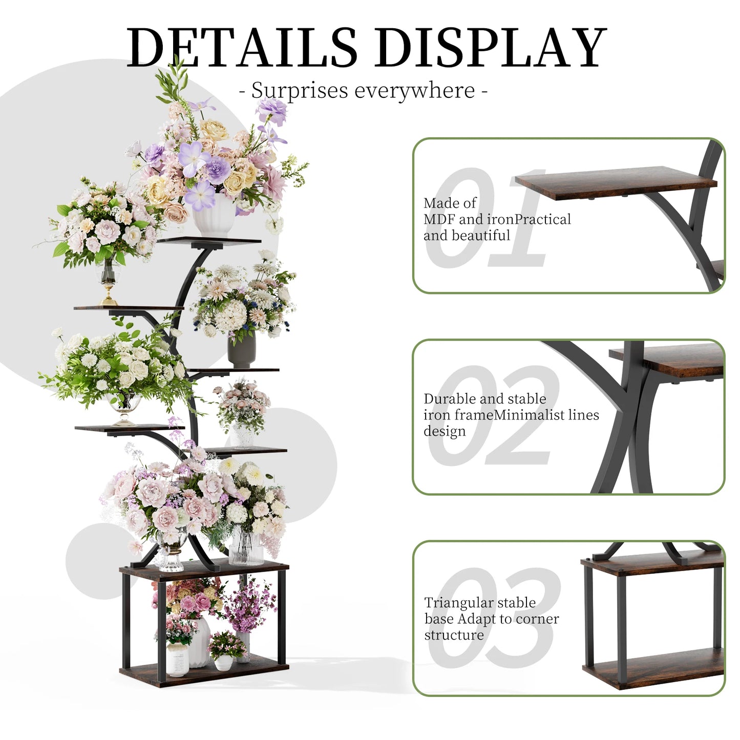 Tree Shaped Plant Stand with Multiple Display Shelves