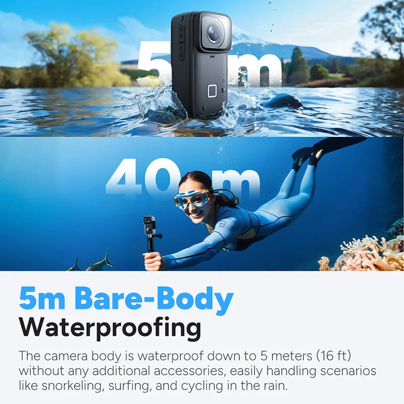 Portable 4K Action Camera with 6-Axis Stabilization Touch Screen