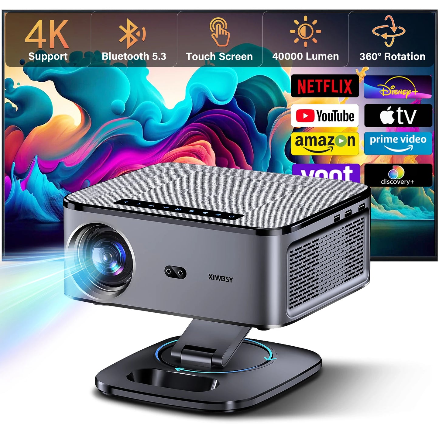 2000 ANSI 4K Smart Projector Android 12 Home Theater