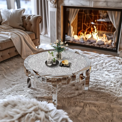 Modern Mirrored Side Table with Stylish Glass Surface