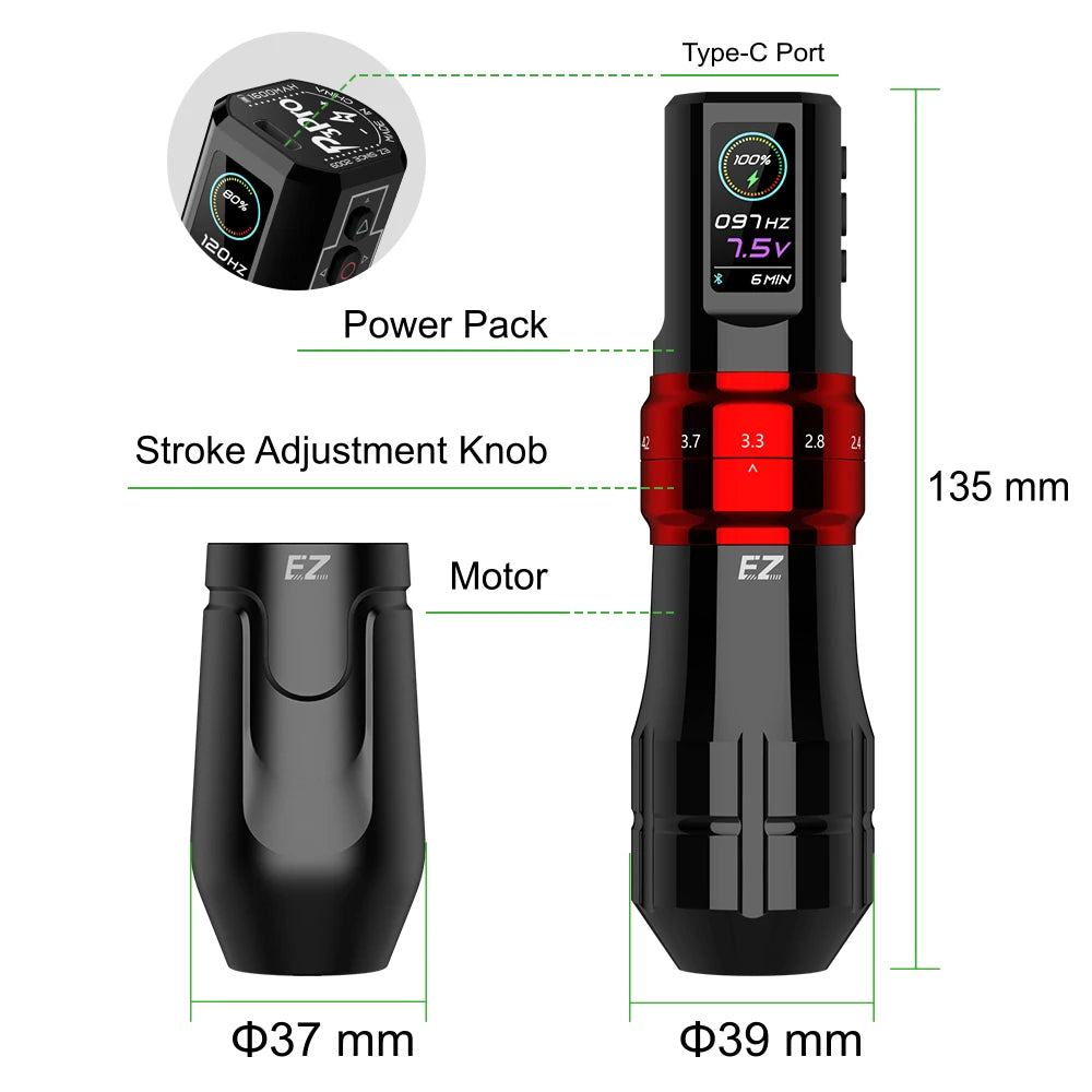 EZ P3 Pro Wireless Battery Tattoo Machine Pen Kits 50pcs