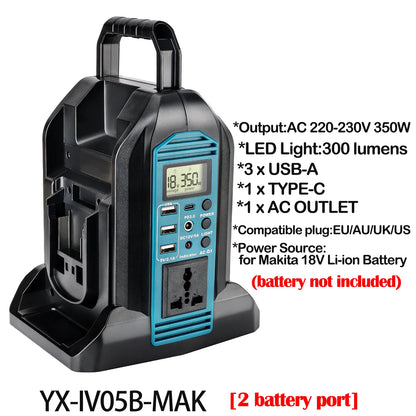Compact 350W Pure Sine Inverter for 18V Battery Power