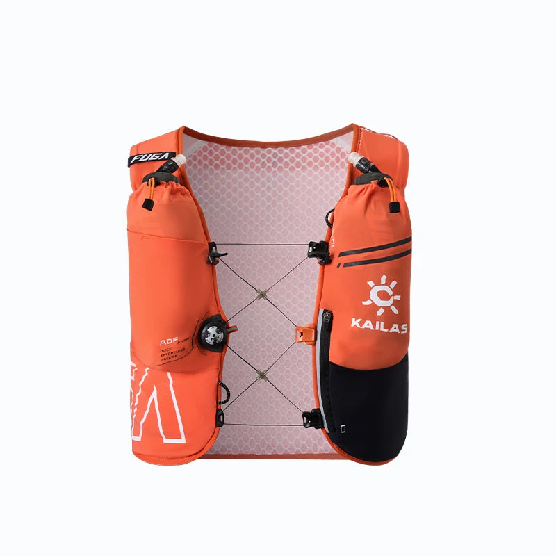 8L Orange Trail Running Hydration Backpack with Dual Bottles