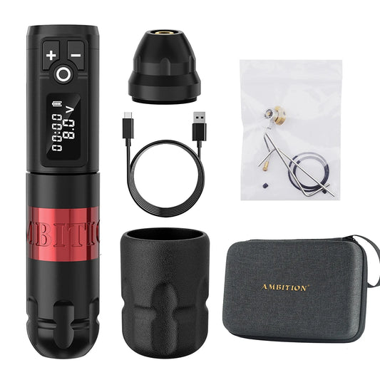 Wireless Tattoo Machine Pen 2400mAh LED Display Red