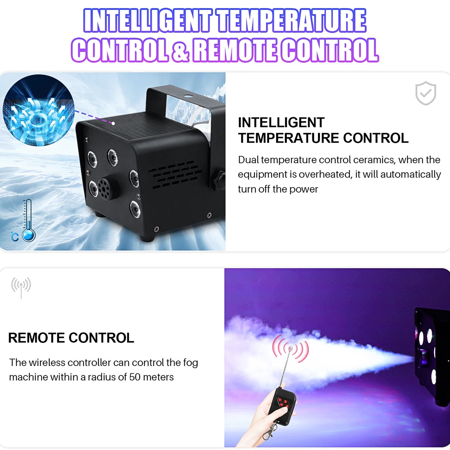 4 Piece Fog Machine Set with Colourful LED Stage Lighting