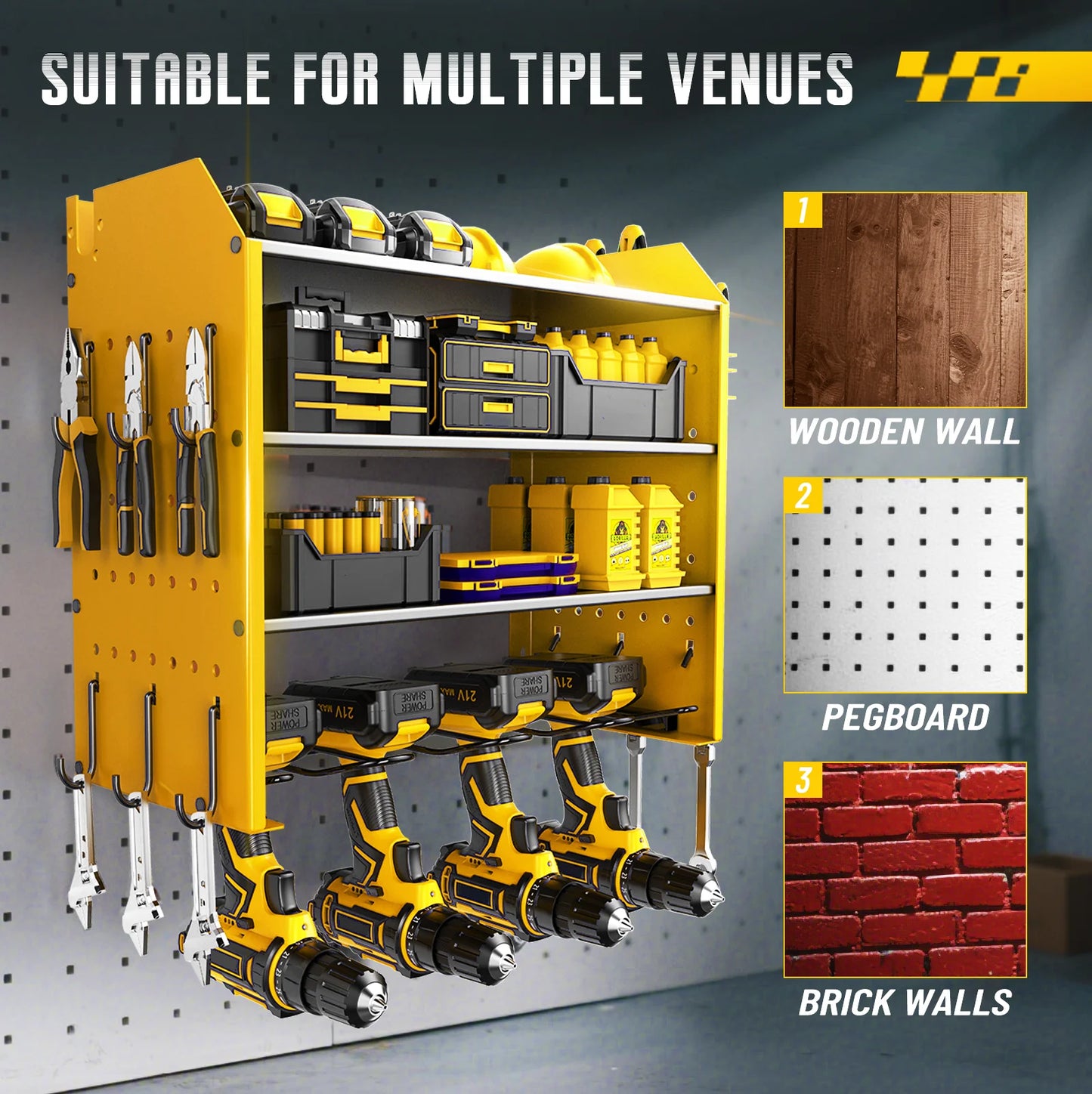 Power Tool Battery Holder Wall Rack Storage System