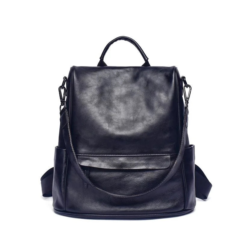 Vintage Leather Women’s Backpack 32cm Black