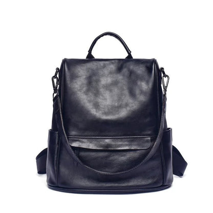 Vintage Leather Women’s Backpack 32cm Black