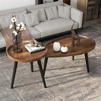 Round Nesting Coffee Tables Set of 2 Rustic Modern