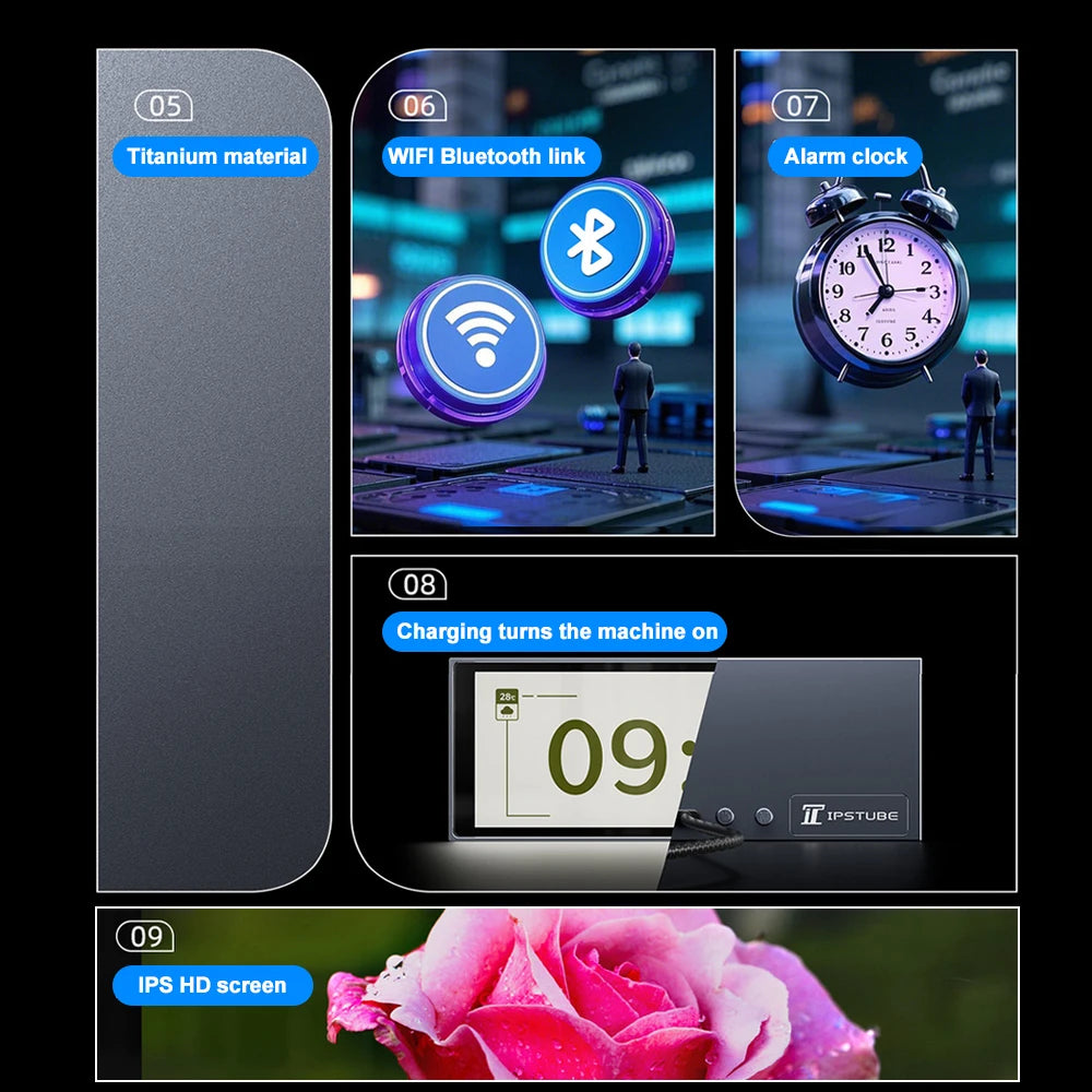 RGB Quantum Clock Night Light with APP and IPS Display