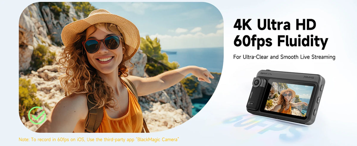 Wireless Selfie Monitor 4K/60fps with Remote for Smartphone Vlogging