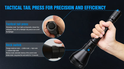 Rechargeable Tactical LED Flashlight with Battery 4800 Lumen