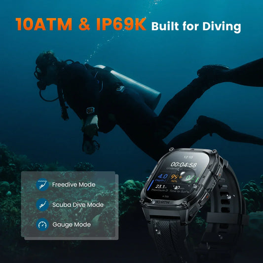Black Waterproof Smart Fitness Watch with GPS Tracking