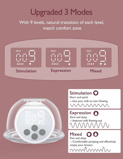 White Wireless Breast Pump with 9 Levels Single Pack