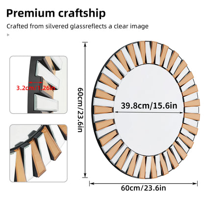 Decorative Round Starburst Wall Mirror for Hallway Bathroom