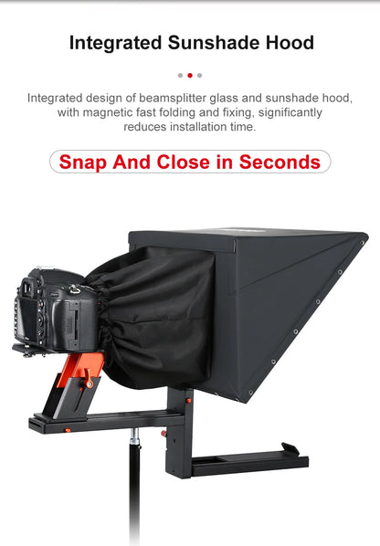 Portable DSLR Teleprompter with iPad and Smartphone Support