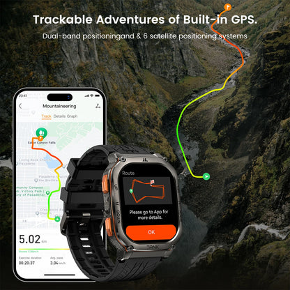 Black Waterproof Smartwatch Set with Replacement Band and Protector