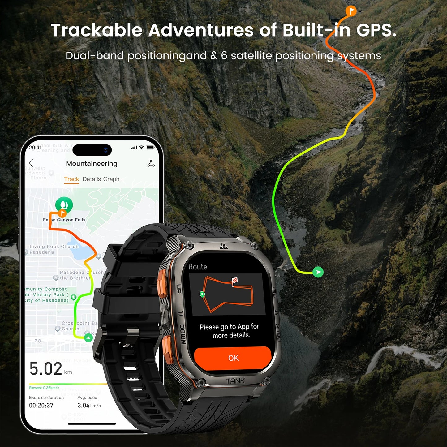 Black GPS Smartwatch with Fitness and AOD Display