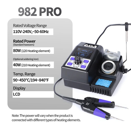 Portable 982 Pro Desoldering Tweezers Rework Station for Micro Parts
