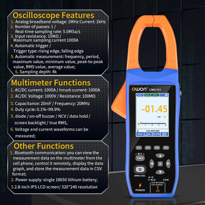 Digital Clamp Ammeter 1000A AC DC Multimeter