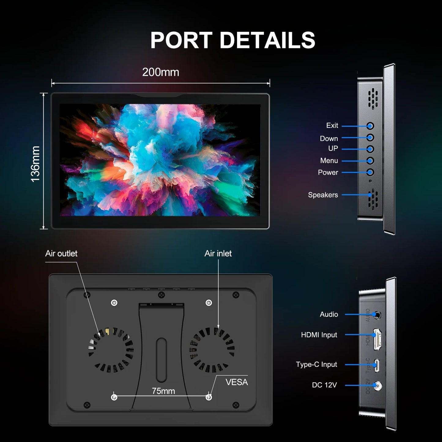 8 Inch Touchscreen Monitor 1280x800 HDMI Display