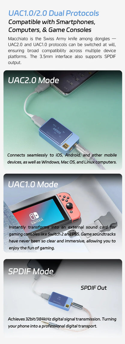USB Type-C DAC Dongle Hi-Res Audio Adapter
