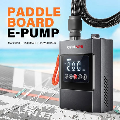 Portable Electric SUP Pump 20PSI for Inflatable Boats and Gear