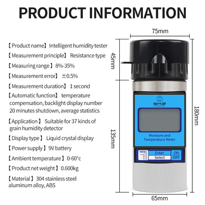 Smart Grain Moisture Meter for 37 Types of Seeds