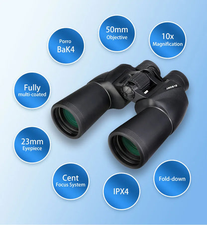 10x50 HD Binoculars with BaK4 Prism for Outdoor Use