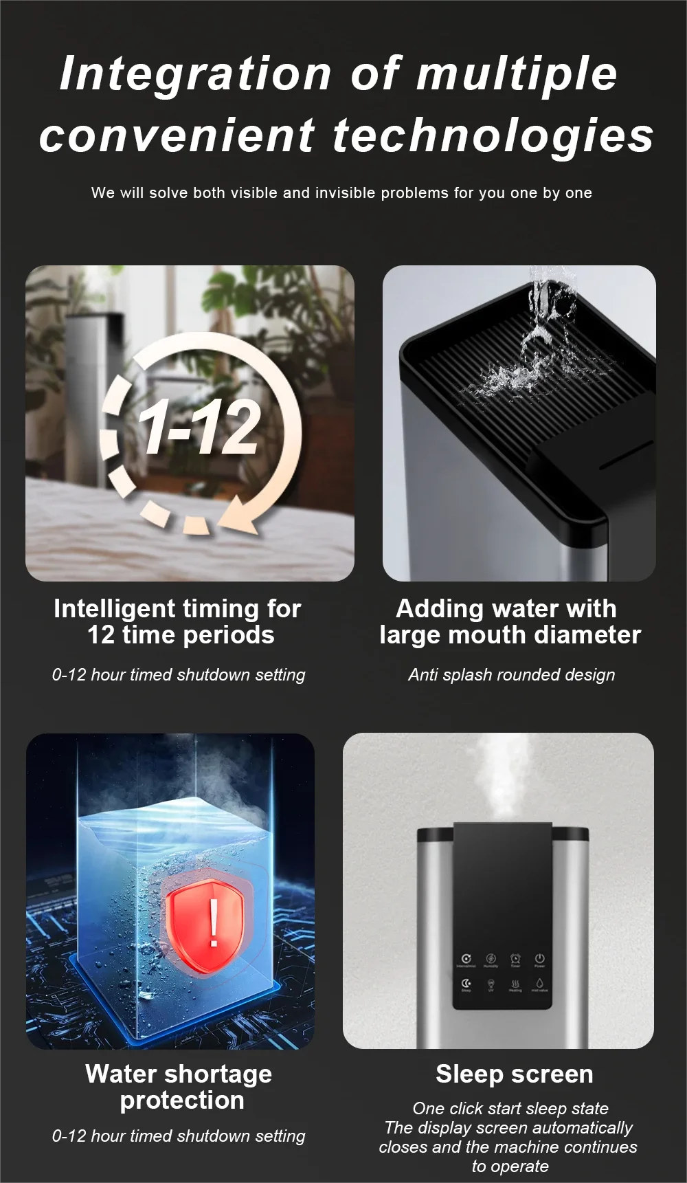 13L Grey Air Humidifier with UV Disinfection and Aroma Box