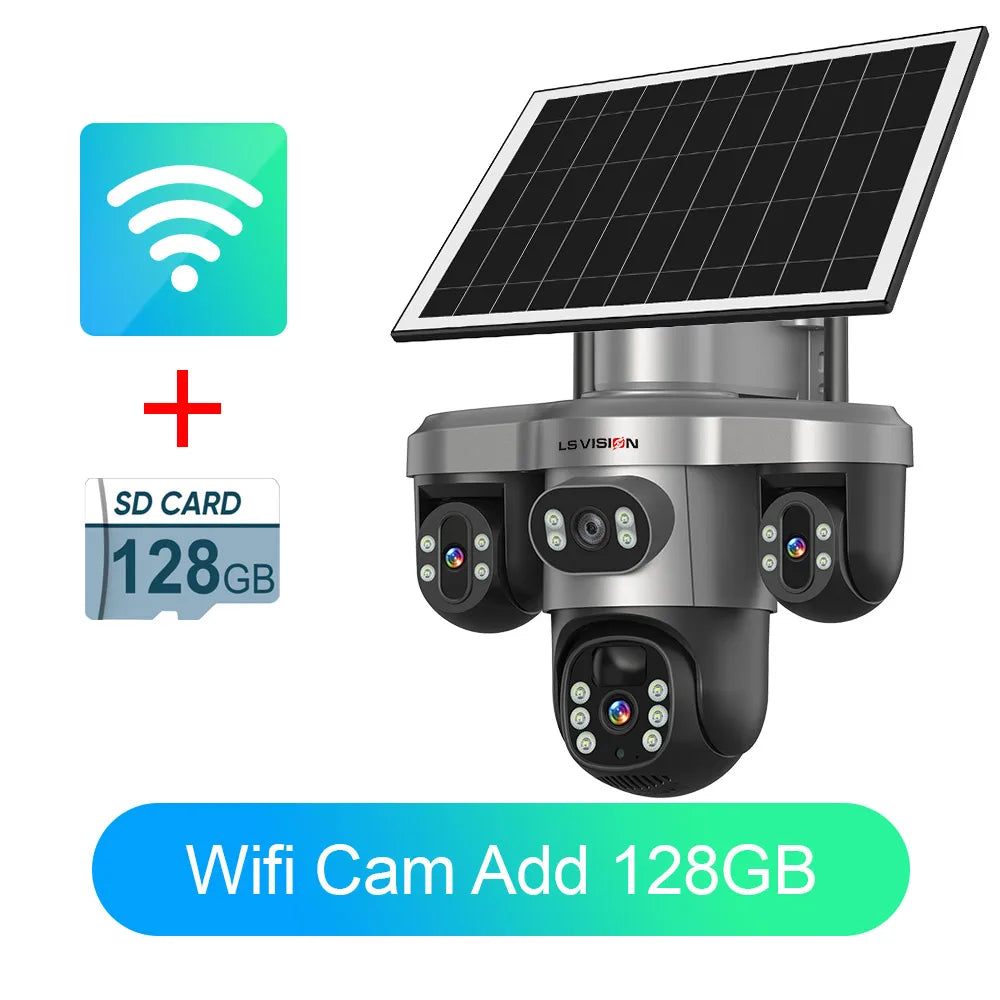 Solar Powered WiFi Security Camera with 128GB Storage