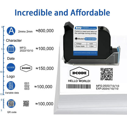 12.7mm Handheld Inkjet Printer Ink Cartridge Fast-Drying Black 3 Pack