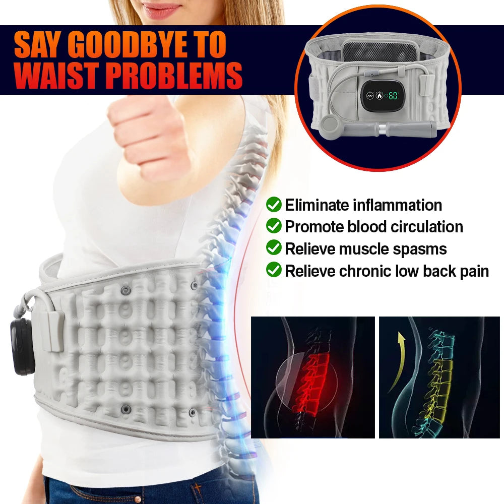 Heated Lumbar Traction Belt with Inflatable Back Support