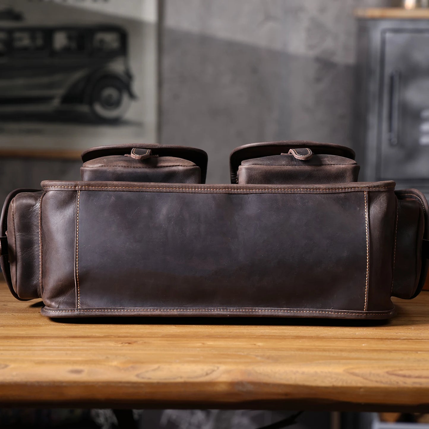 Vintage Cowhide Leather 15” Laptop Messenger Briefcase