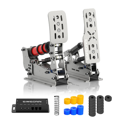 Hydraulic Silver Sim Racing Pedals with PC Compatibility