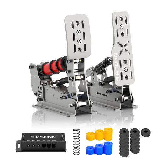Hydraulic Silver Sim Racing Pedals with PC Compatibility