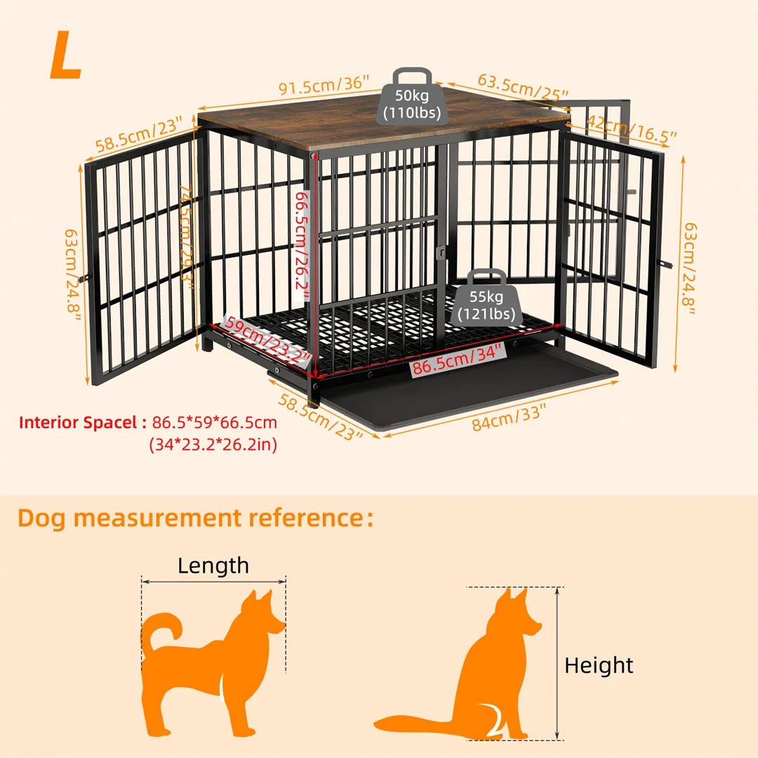 Large Furniture Style Dog Crate White End Table Design