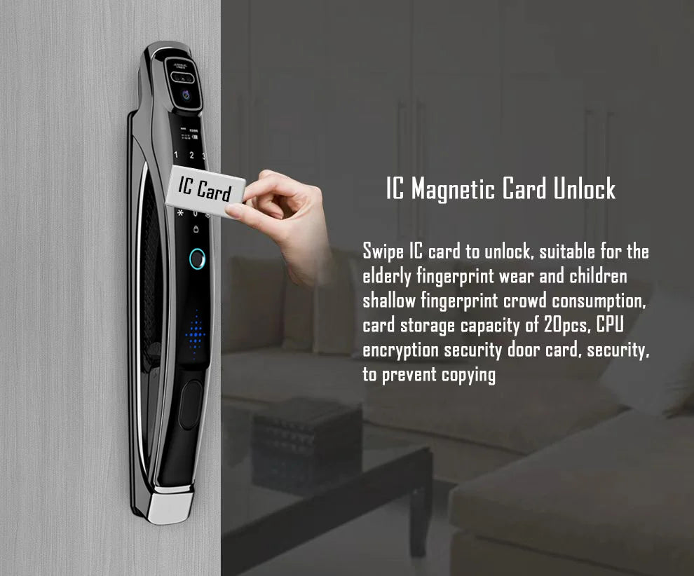 Digital Door Lock Face Unlock Matte Black