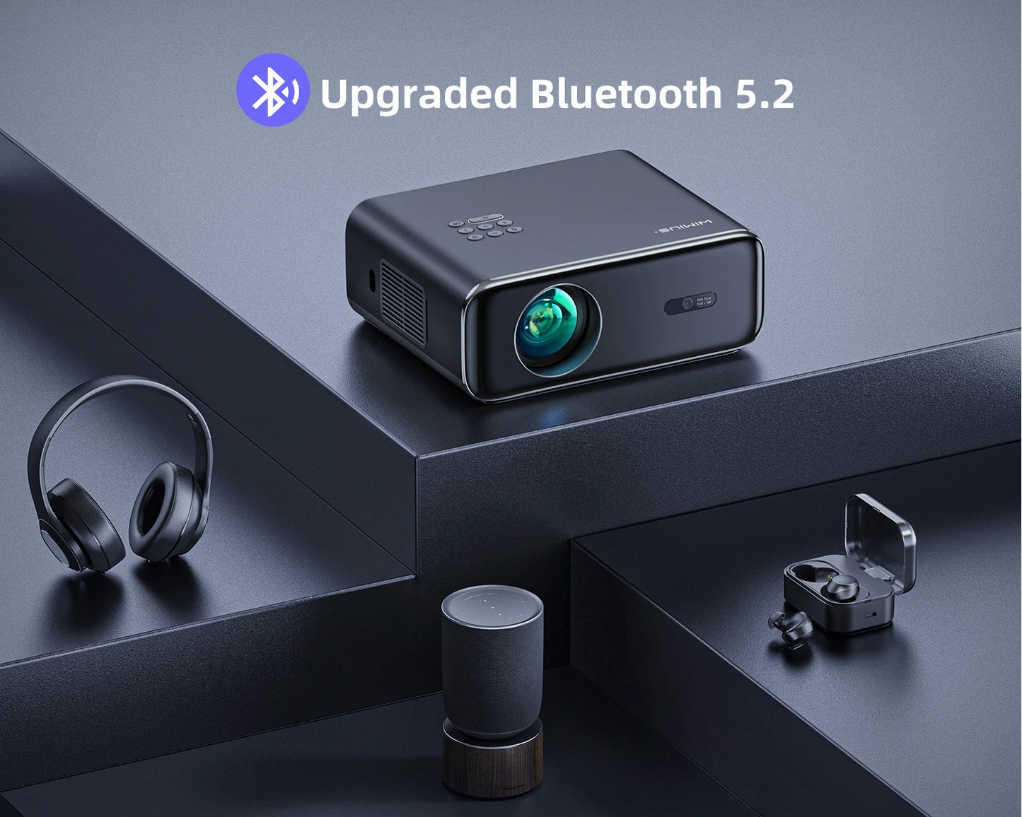 4K Support 1080p WiFi Bluetooth Projector with Auto Focus