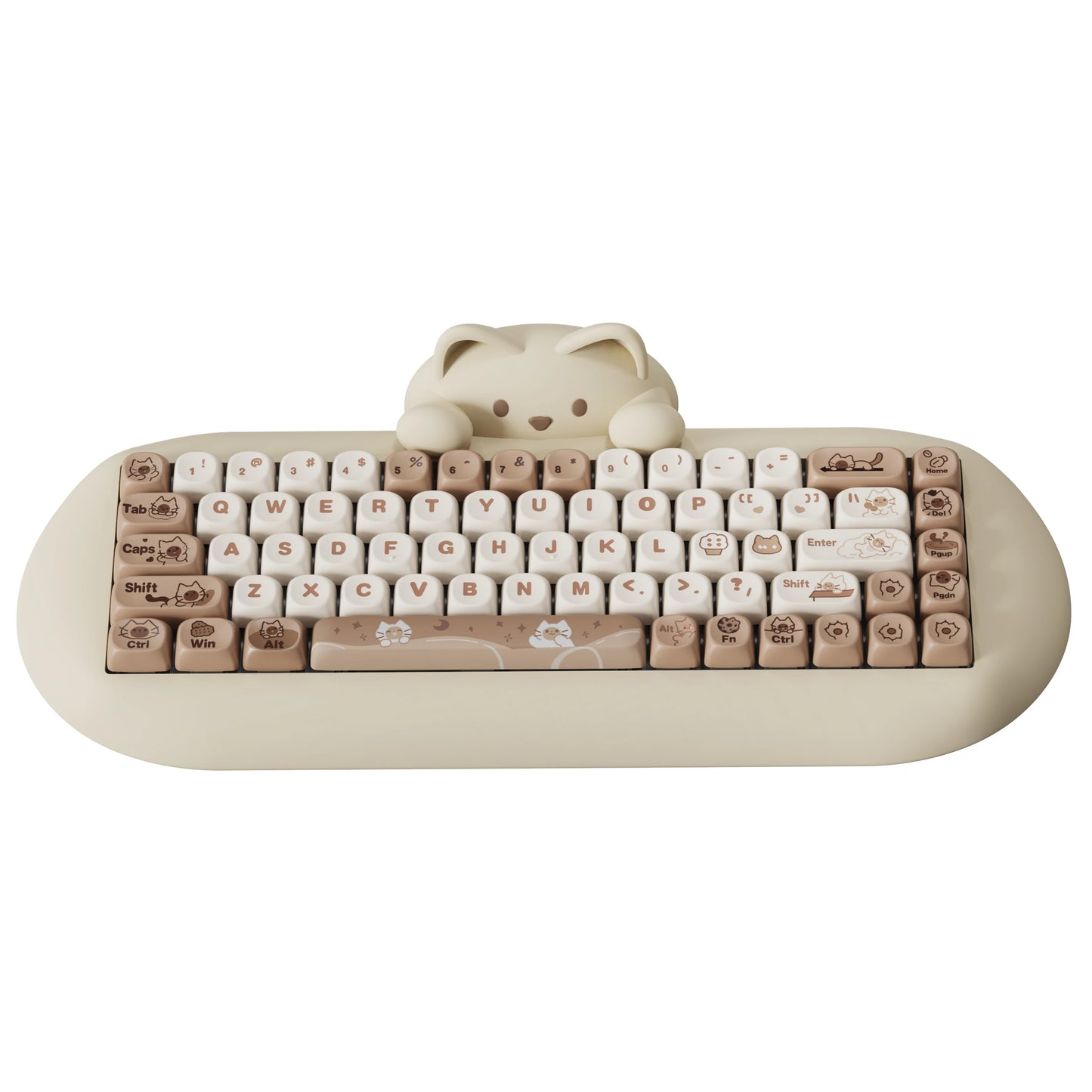 Cute Cat Wireless RGB Mechanical Gaming Keyboard Pink