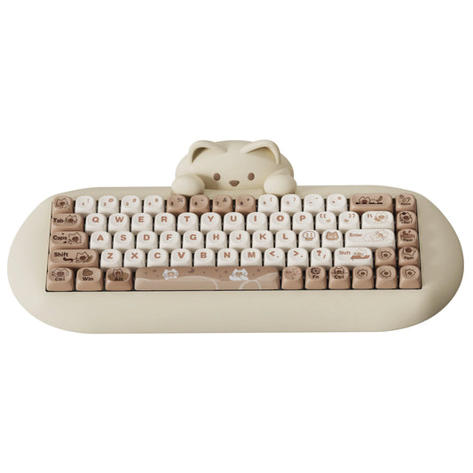 Cute Cat Wireless RGB Mechanical Gaming Keyboard Pink