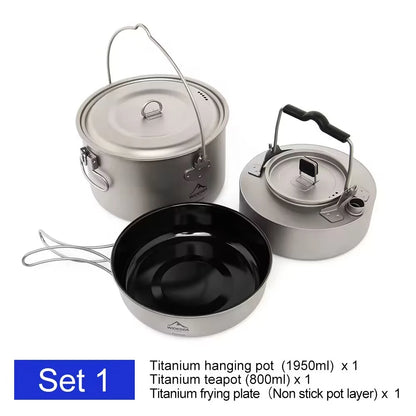 Lightweight Titanium Outdoor Cookware Set for Camping Travel