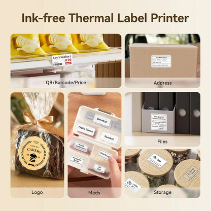 Wireless Thermal Label Printer 300dpi Red Compact Design