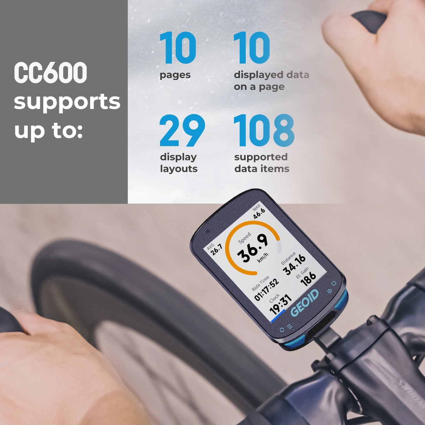 GPS Bike Computer Set with Navigation Color Screen and WiFi