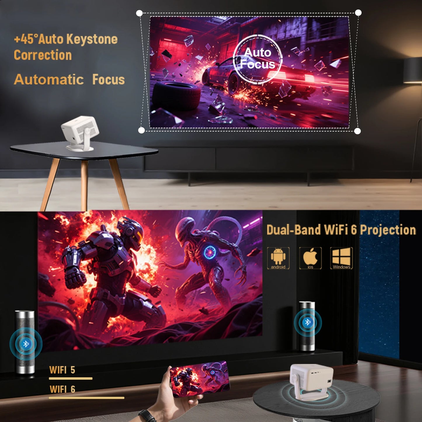 Home Theatre Smart Projector 1080p Netflix Ready