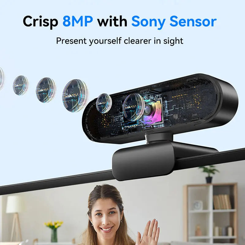 4K Streaming USB Webcam with Autofocus and Dual Microphones