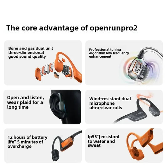 Bluetooth Bone Conduction Headphones for Running and Cycling Black